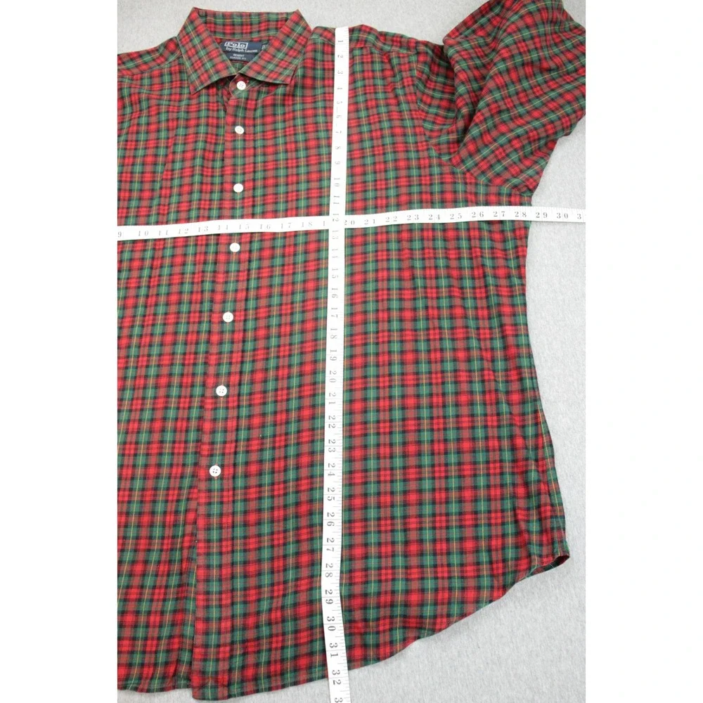 Polo Ralph Lauren Shirt Men XXL Plaid 100% Cotton Regent Classic Fit Long Sleeve